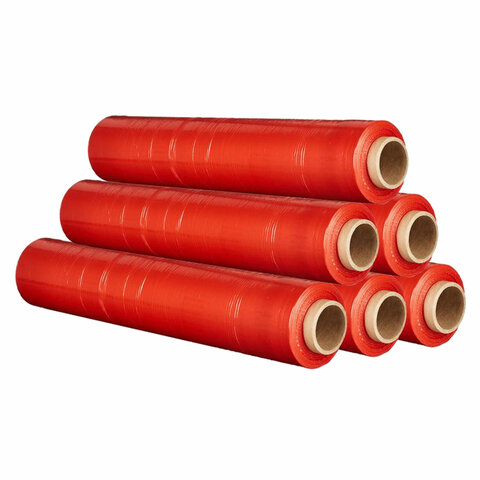 Стрейч-пленка для ручной упаковки, вторичное сырье, КРАСНАЯ 50 см х 217 м, 20 Стрейч-пленка для ручной упаковки, вторичное сырье, КРАСНАЯ 50 см х 217 м, 20