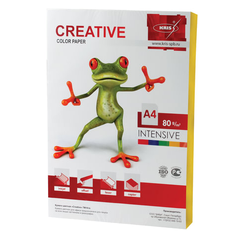 Бумага CREATIVE color (Креатив), А4, 80 г/м2, 100 л., интенсив желтая, БИpr-100ж Бумага CREATIVE color (Креатив), А4, 80 г/м2, 100 л., интенсив желтая, БИpr-100ж