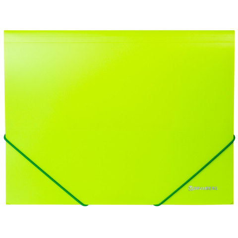 Папка на резинках BRAUBERG "Neon", неоновая, зеленая, до 300 листов,