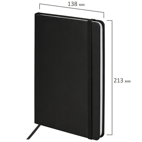 Блокнот А5 138x213 мм, BRAUBERG "Basic", под кожу, 80 л., клетка,