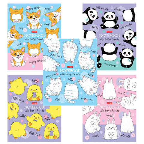 Тетрадь А5 48 л., HATBER скоба, клетка, матовая ламинация, "Пушистые Тетрадь А5 48 л., HATBER скоба, клетка, матовая ламинация, "Пушистые