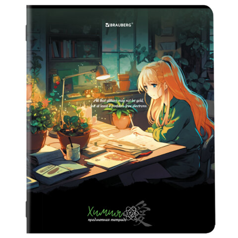 Тетрадь предметная "ANIME GIRLS" 48 л., матовая ламинация, ХИМИЯ,