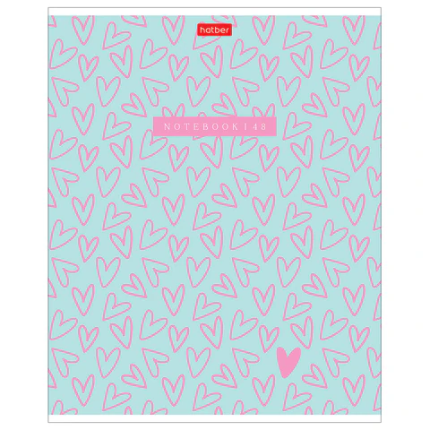 Тетрадь обложка пластик, А5 48 л., скоба, клетка, HATBER, "LOVE IS..."