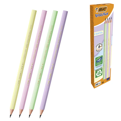 Карандаш чернографитный BIC, 1 шт., "Evolution Pastel", HB, без Карандаш чернографитный BIC, 1 шт., "Evolution Pastel", HB, без