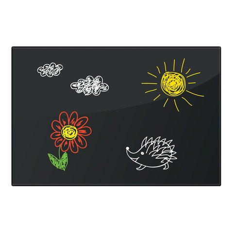 Доска магнитно-маркерная стеклянная 60х90 см, 3 магнита, ЧЕРНАЯ, BRAUBERG,