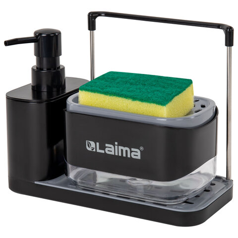 Диспенсер/дозатор DUET+ для мыла и моющего средства + губка, с держателем для Диспенсер/дозатор DUET+ для мыла и моющего средства + губка, с держателем для