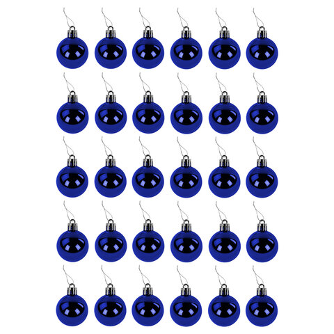Шары ёлочные 30 шт., 4 см, "Solid Color", пластик, СИНИЕ, глянец, Шары ёлочные 30 шт., 4 см, "Solid Color", пластик, СИНИЕ, глянец,