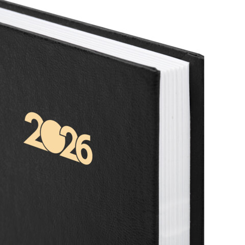 Ежедневник датированный 2026 145х215 мм, А5, STAFF, обложка бумвинил, черный,