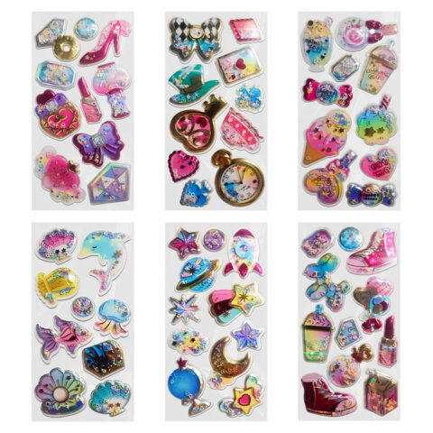 Наклейки объемные "Для девочек" с блестками, 17,5х9 см, ассорти 6 Наклейки объемные "Для девочек" с блестками, 17,5х9 см, ассорти 6