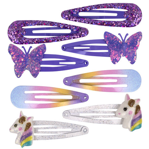 Заколки для волос НАБОР 4 шт., 5 см, клик-клак, с декоративными элементами, Заколки для волос НАБОР 4 шт., 5 см, клик-клак, с декоративными элементами,