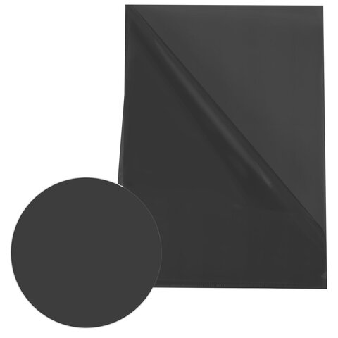 Папка-уголок прозрачная А4 BRAUBERG UNIVERSAL, черная, 0,10 мм, со штрихкодом,