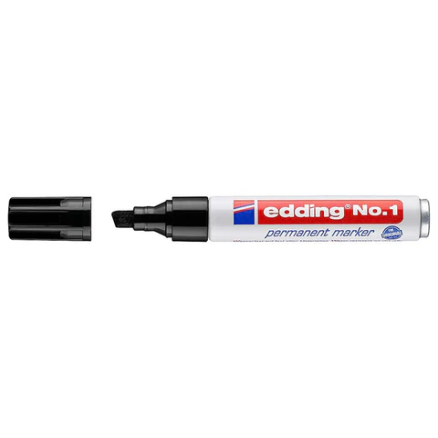 Маркер перманентный износостойкий EDDING No. 1, ЧЕРНЫЙ, скошенный, 1-5 мм,