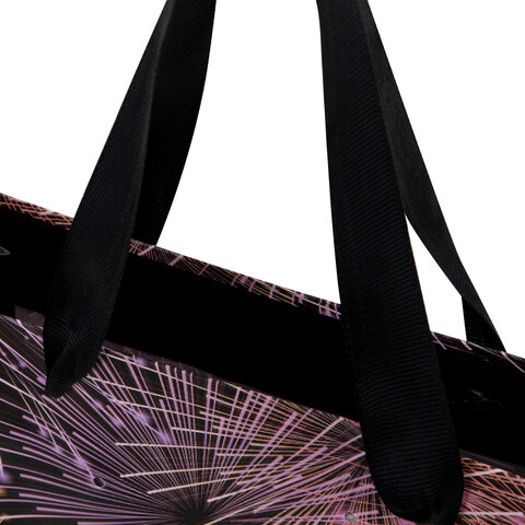 Пакет подарочный (1 штука) 26x13x32 см (L), "LED Bag", черный, ЗОЛОТАЯ