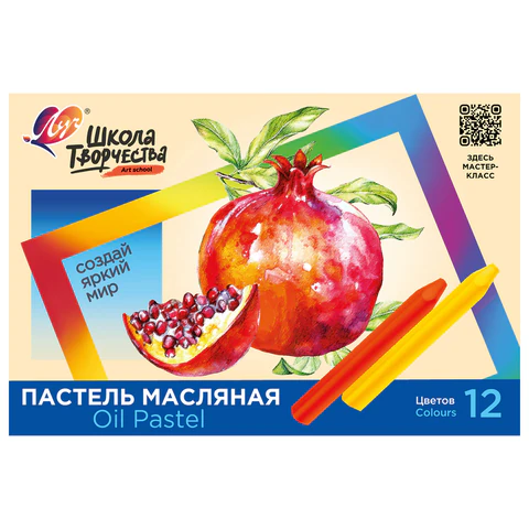 Пастель масляная ЛУЧ "Школа творчества", 12 цветов, трехгранная, Пастель масляная ЛУЧ "Школа творчества", 12 цветов, трехгранная,