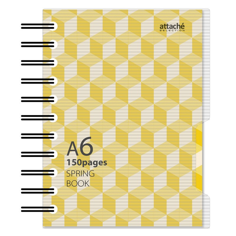 Бизнес-тетрадь A6,150л,кл,плас.спир.Attache Selection SPRING BOOK жел 84238 Бизнес-тетрадь A6,150л,кл,плас.спир.Attache Selection SPRING BOOK жел 84238