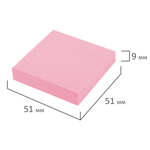 Блок самоклеящийся (стикеры) STAFF STANDARD, ПАСТЕЛЬНЫЙ 51х51 мм, розовый, 100