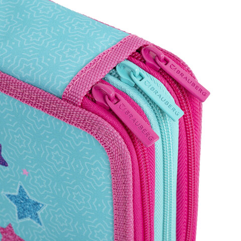 Пенал BRAUBERG, 3 отделения, полиэстер, 21х14 см, "Reach for the