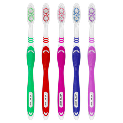 Зубная щетка жесткая WHITENING, КОМПЛЕКТ 50 шт. (ассорти 4 цвета), LAIMA DENT,