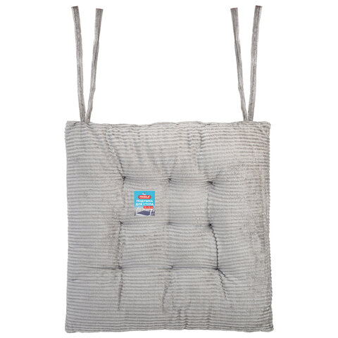 Подушка на стул "ВЕЛЬВЕТ" 38х38 см, полиэстер, серая, PRIMILA