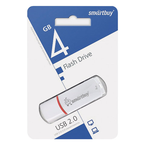 Флеш-диск 4 GB, SMARTBUY Crown, USB 2.0, белый, SB4GBCRW-W Флеш-диск 4 GB, SMARTBUY Crown, USB 2.0, белый, SB4GBCRW-W