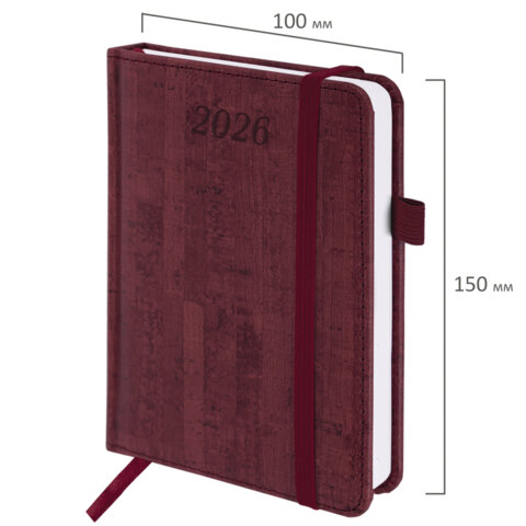 Ежедневник датированный 2026 МАЛЫЙ ФОРМАТ 100х150 мм, А6, BRAUBERG Wood, под