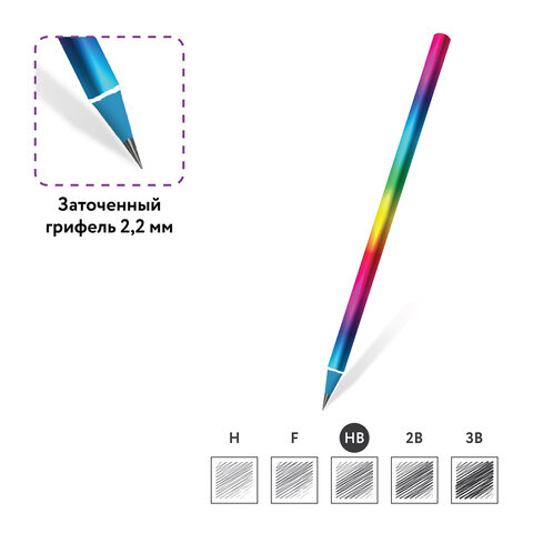Карандаш чернографитный ЮНЛАНДИЯ "РАДУГА", 1 шт., HB, пластиковый,