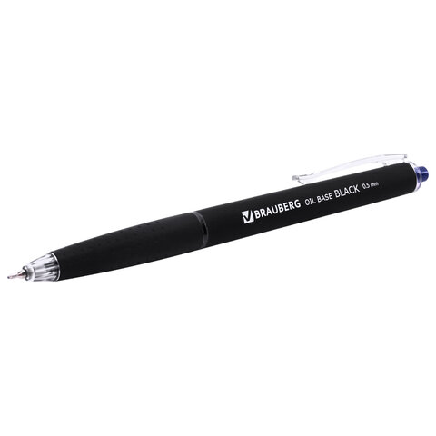 Ручка шариковая автоматическая BRAUBERG "OIL-BASE BLACK", СИНЯЯ,