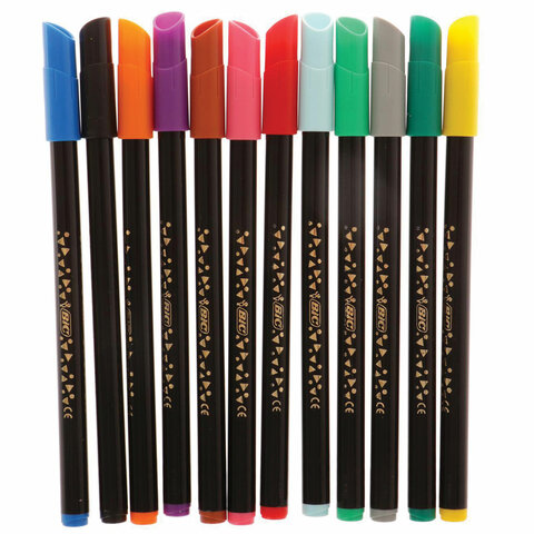 Фломастеры 12 ЦВЕТОВ BIC "Color UP", суперсмываемые, вентилируемый