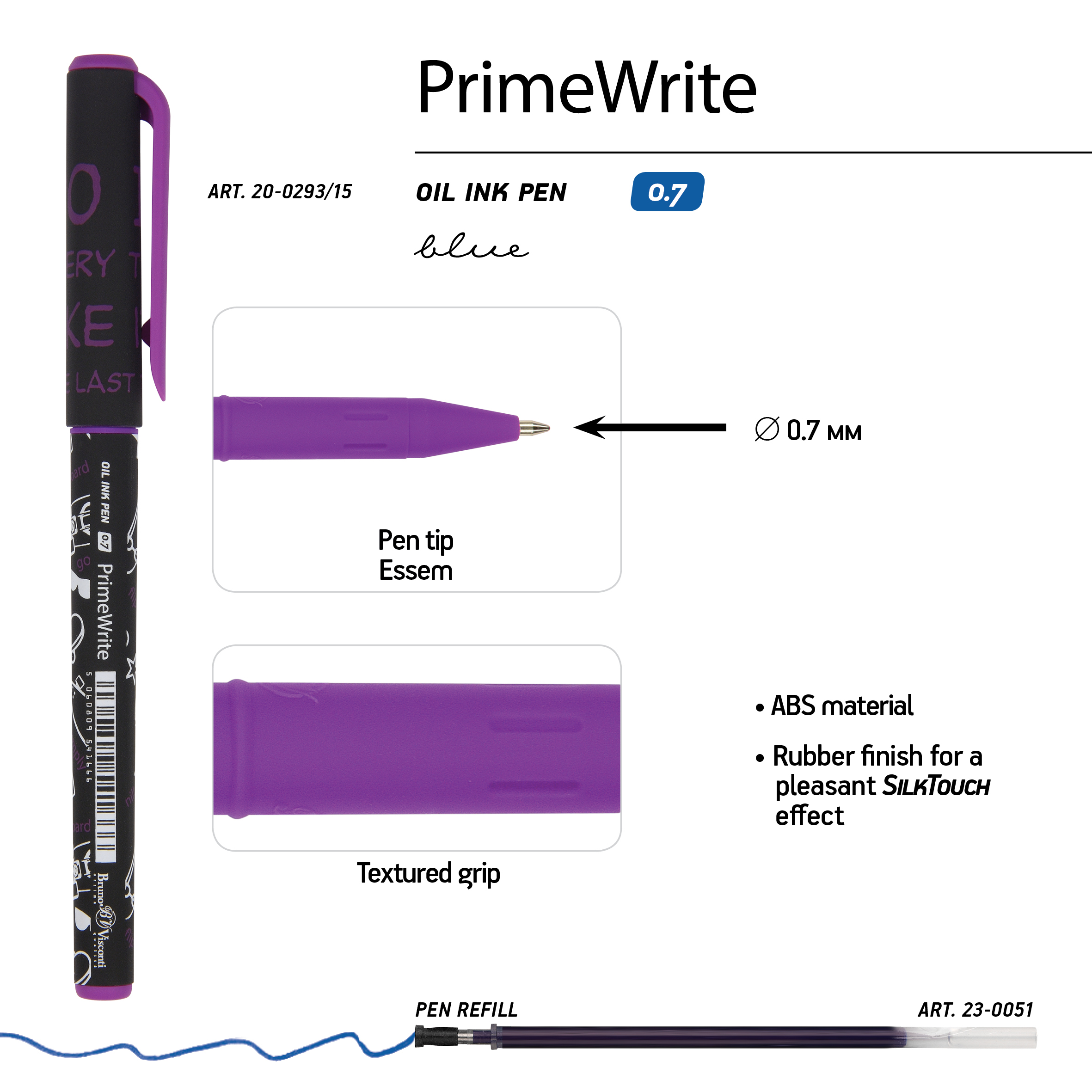 РУЧКА "PrimeWrite. Скейтборд. Паттерн" С ЧЕРНИЛАМИ НА МАСЛЯНОЙ ОСНОВЕ,