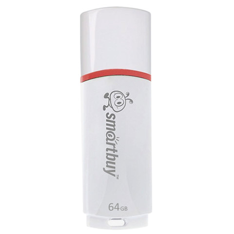 Флеш-диск 64 GB, SMARTBUY Crown, USB 2.0, белый, SB64GBCRW-W Флеш-диск 64 GB, SMARTBUY Crown, USB 2.0, белый, SB64GBCRW-W