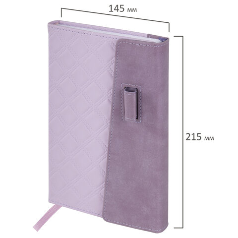 Ежедневник недатированный А5 145х215 мм, BRAUBERG "Stitch", под кожу,