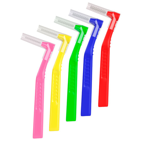 Межзубные ершики 0,6-0,7-0,8-1-1,5 мм, для зубов и брекетов, 5 шт., угловая