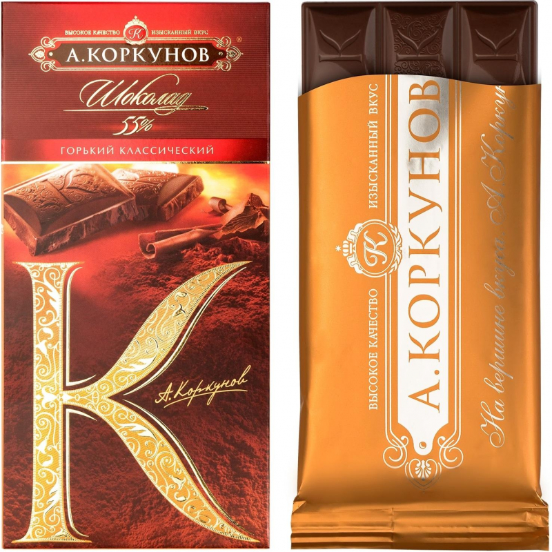 Шоколад Коркунов горький шоколад 55%, 90 г Шоколад Коркунов горький шоколад 55%, 90 г