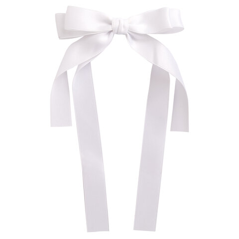 Заколка для волос зажим с бантиком, с длинными хвостиками, белый, MONTE VITA Заколка для волос зажим с бантиком, с длинными хвостиками, белый, MONTE VITA