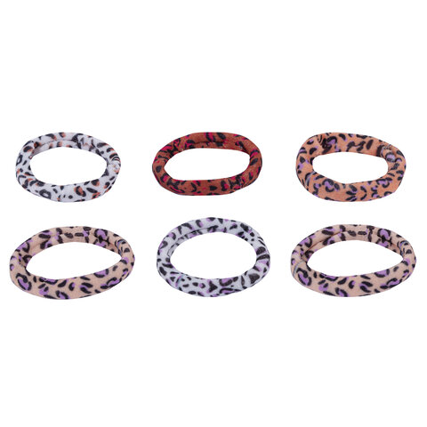 Резинки для волос НАБОР 6 шт., мягкие, средние, с принтом, MONTE VITA (МОНТЕ Резинки для волос НАБОР 6 шт., мягкие, средние, с принтом, MONTE VITA (МОНТЕ