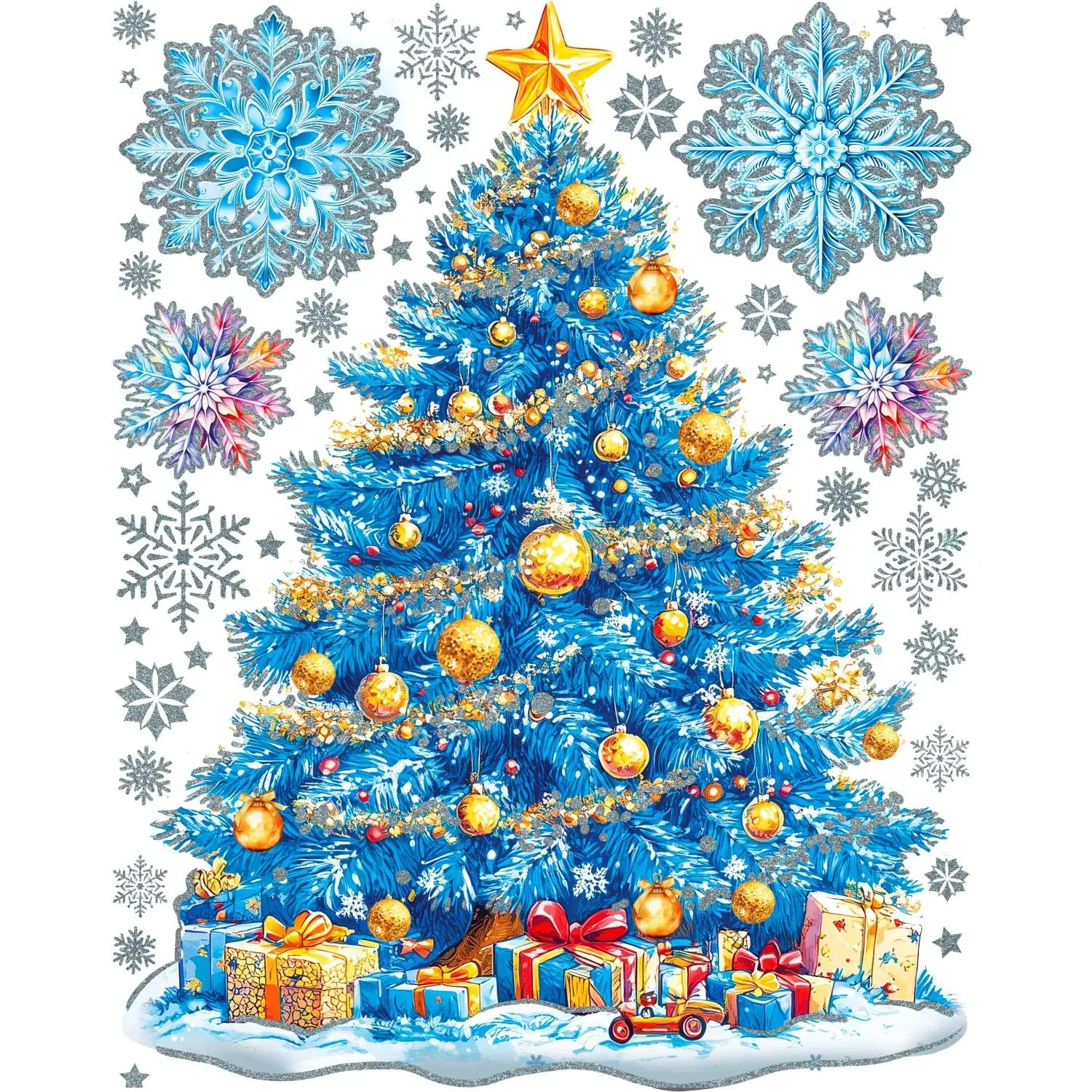 Наклейка на окно новогодняя из ПВХ пленки, с раскраской 30x38см арт.94290 Наклейка на окно новогодняя из ПВХ пленки, с раскраской 30x38см арт.94290