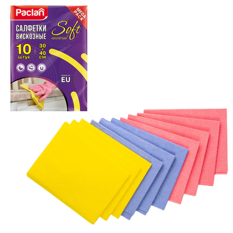 Салфетки универсальные, 30х40 см, КОМПЛЕКТ 10 шт., 90 г/м2, вискоза (спанлейс),