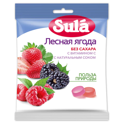 Карамель леденцовая SULA (Зула) "Лесные ягоды", без сахара с витамином