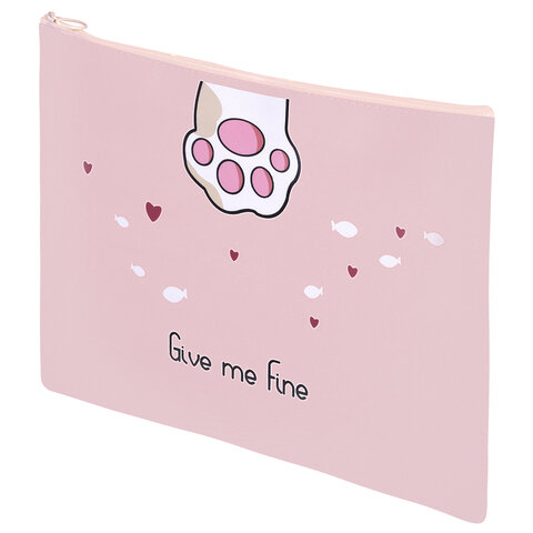 Папка для тетрадей ПИФАГОР А4, 1 отделение, ПВХ, на молнии, ассорти,