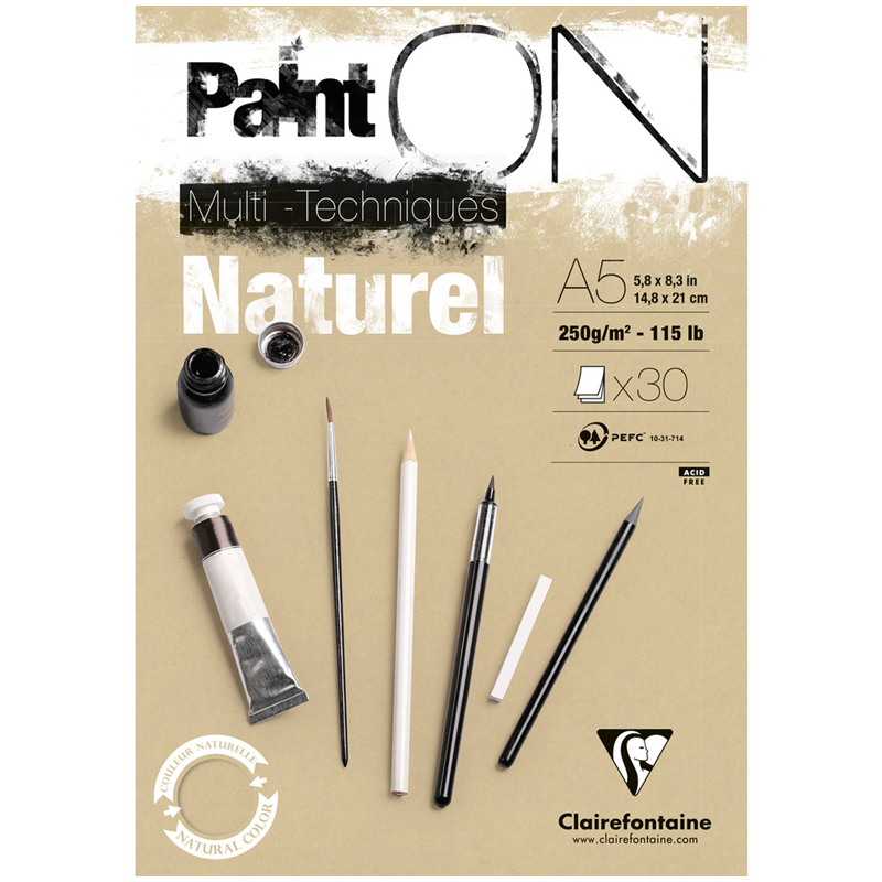 Альбом для смешанных техник 30л., А5, на склейке Clairefontaine "Paint'ON Альбом для смешанных техник 30л., А5, на склейке Clairefontaine "Paint'ON