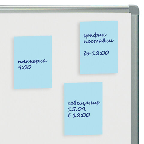 Блок самоклеящийся (стикеры) STAFF STANDARD, ПАСТЕЛЬНЫЙ 76х51 мм, голубой, 100