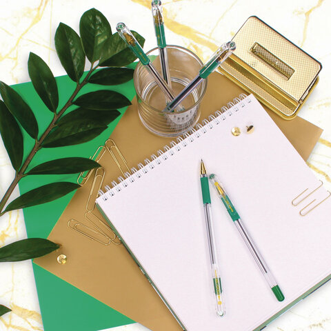 Ручка шариковая масляная с грипом MUNHWA "MC Gold", зеленая, корпус Ручка шариковая масляная с грипом MUNHWA "MC Gold", зеленая, корпус