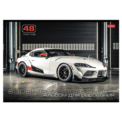 Альбом для рисования А4 48 л., скоба, обложка картон, HATBER, 205х290 мм,