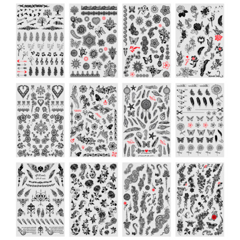 Наклейки-тату переводные "Ассорти", 29х15,5 см, ассорти 12 видов, Наклейки-тату переводные "Ассорти", 29х15,5 см, ассорти 12 видов,