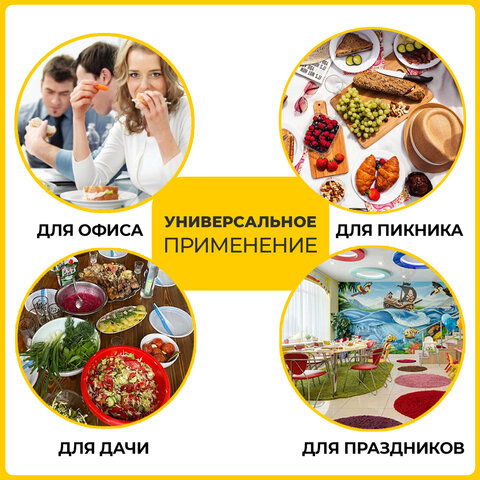 Одноразовые тарелки плоские, КОМПЛЕКТ 100 шт., пластик, d=220 мм,