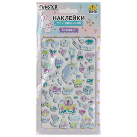 Наклейки гелевые "Блестящий микс", 15,5х9,5 см, ассорти 6 видов,