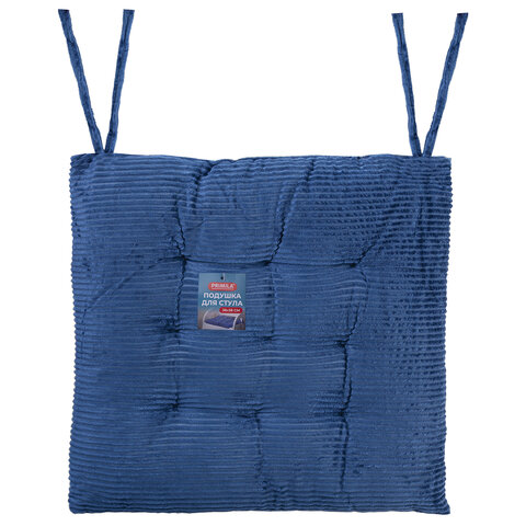Подушка на стул "ВЕЛЬВЕТ" 38х38 см, полиэстер, синяя, PRIMILA