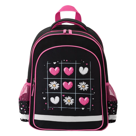 Рюкзак ПИФАГОР SCHOOL, 1 отделение, 3 кармана, "Tic-tac-love",