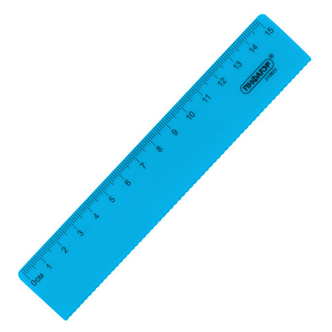 Линейка пластиковая 15 см, ПИФАГОР, неоновая, ассорти, с волнистым краем, 210825