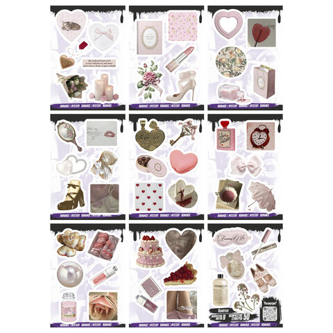 Наклейки виниловые, 45-78 шт., 9 листов, А6, "ЯРКИЕ ДИЗАЙНЫ", АССОРТИ,